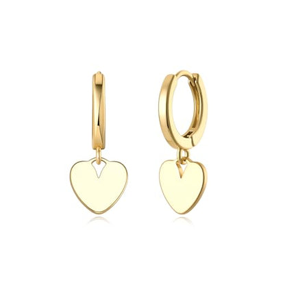 Earrings for Women 14K Gold Plated Huggie Hoop Dangle | Charm Drop,Dainty,Small,Simple,Lightweight,Hypoallergenic,Trendy,Everyday Jewelry,Gift - color: 03. Heart