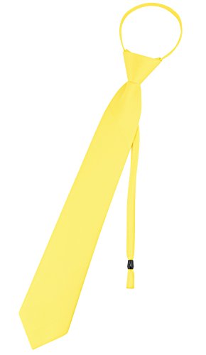 Vesuvio Napoli PreTied Men's Necktie Solid Color Mens Adjustable Zipper Neck Tie - color: Golden Yellow