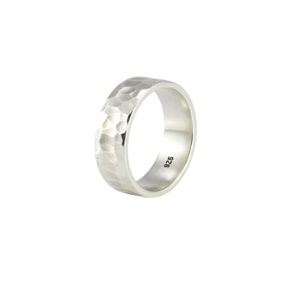 925 Sterling Silver Hammered Band Ring for Men & Women – Handmade Textured Ring, Comfort Fit Wedding Band, Solid Silver Ring, Minimalist Unisex Jewelry Gift for Her MSJ By Monica