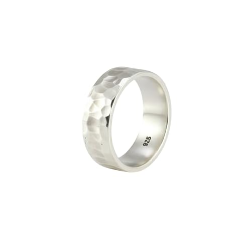 925 Sterling Silver Hammered Band Ring for Men & Women – Handmade Textured Ring, Comfort Fit Wedding Band, Solid Silver Ring, Minimalist Unisex Jewelry Gift for Her MSJ By Monica