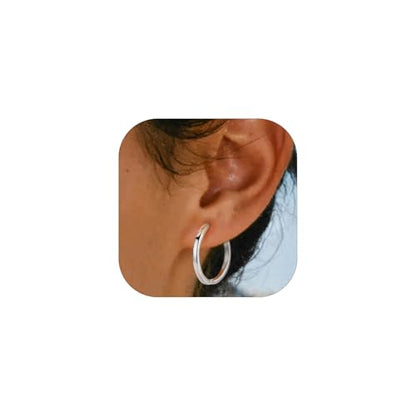 PROSTEEL Huggie Hoop Earrings For Women with 925 Sterling Silver Post | 8/10/12/14/16/18/20mm,14K Gold Plated/Black/Rose Gold/Silver Brass Lightweight Cubic Zirconia Cartilage Piercing Earring - color: 1. Silver, size: 18mm