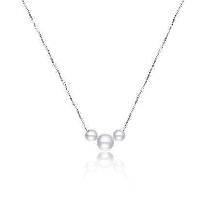 Kyerlyn Dainty Pearl Pendant Necklaces for Women 14K Gold Plated Handmade Layered Pearl Chain Necklace Delicate Layered Pearl Necklace Everyday Jewelry Gift - color: 3 Pearl-Silver