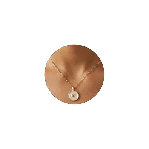 Dainty Necklace Initial Necklace For Women Round Moon star Clover Pendant Chain Coin Necklaces - color: Q