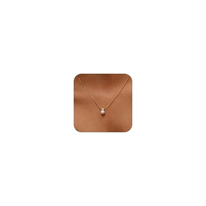 Pearl Necklaces for Women,Dainty Gold Pendant Necklaces Waterproof Jewelry | 14K Gold Plated Pearl Necklaces,Dainty Elegant Wedding Necklace,Small Cute Adjustable Minimalist Necklace,Non Tarnish Jewelry - color: GOLD-6