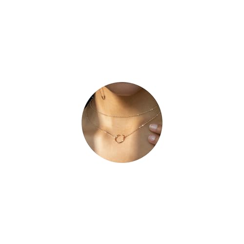 Layered Necklaces for Women - 14K Dainty Gold Plated Layering Chokers Necklaces Set Multilayer Delicate Necklace Trendy Adjustable Long Layered Necklaces for Women - style: 16 Circle Karma Necklace