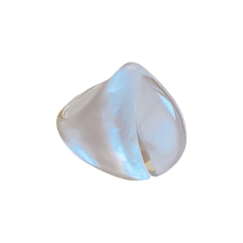 Kokoma Resin Statement Ring for Women Chunky Oval Dome Ring | Geometric Rings, Stackable Accessory, Fashion Jewelry, Daily Wear - color: White