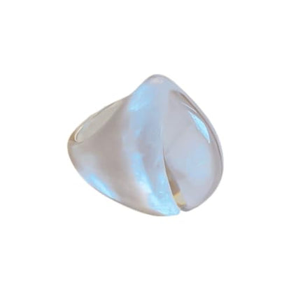 Kokoma Resin Statement Ring for Women Chunky Oval Dome Ring | Geometric Rings, Stackable Accessory, Fashion Jewelry, Daily Wear - color: White