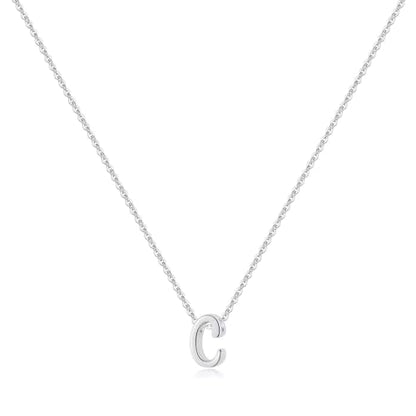 Memorjew 925 Sterling Silver Cursive Initial Necklace, Letter A-Z Necklace | 925 Sterling Silver Necklace, Dainty Letter Cursive Initial Necklaces for Women Trendy Jewelry, Birthday Gifts for Women Her - style: C-Silver