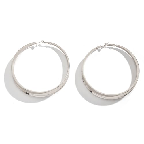 Large Hoop Earrings for Women Exaggerated Gold Large Circle Earrings Fashion Geometric Hollow Bright Hoop Earrings Trendy Minimalist Jewelry for Women
