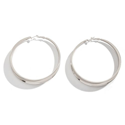 Large Hoop Earrings for Women Exaggerated Gold Large Circle Earrings Fashion Geometric Hollow Bright Hoop Earrings Trendy Minimalist Jewelry for Women