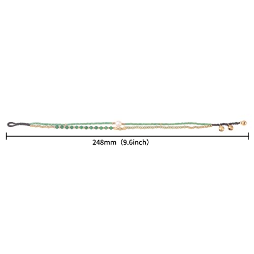 Made by Nami Boho Surfer Anklet Waterproof & Adjustable Beaded Anklets for Women Beachy Ankle Bracelet Made from Waxed Cotton Rope and Beads for Summer and Hippie Style - color: Green Pearl