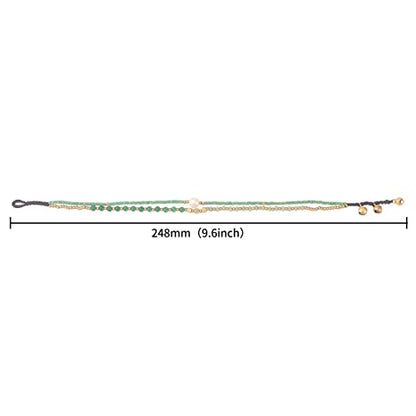 Made by Nami Boho Surfer Anklet Waterproof & Adjustable Beaded Anklets for Women Beachy Ankle Bracelet Made from Waxed Cotton Rope and Beads for Summer and Hippie Style - color: Green Pearl