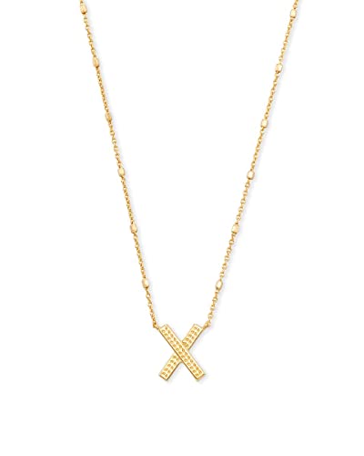 Kendra Scott Letters A-Z Pendant Necklace for Women, Fashion Jewelry, 14k Gold-Plated Brass - color: Letter X