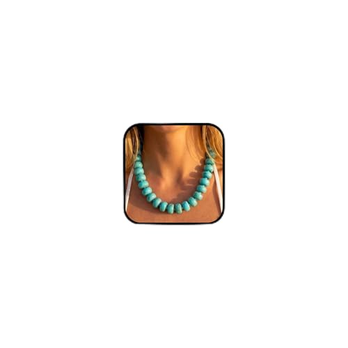 Chunky Acrylic Beaded Necklace for Women, Boho Oversized Disc Fake Turquoise Resin Bead Chain Statement Choker Lightweight Adjustable Summer Beach Jewelry Gift - color: Chunky Disc Blue