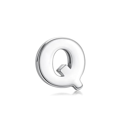 CANDYFANCY Initial Pendant 925 Sterling Silver Letters Personalized Alphabet Pendant Fit 1mm Box Chain - color: Alphabet Q Pendant