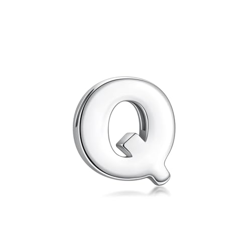 CANDYFANCY Initial Pendant 925 Sterling Silver Letters Personalized Alphabet Pendant Fit 1mm Box Chain - color: Alphabet Q Pendant