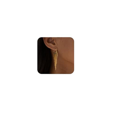 Gold Earrings for Women, 14K Gold Plated Tassel Dangle Earrings for Women Trendy Hypoallergenic Long Chain Earring Dainty Pearl Drop Earrings Elegant Wedding Earring Fashion Jewelry for Womens - color: Chain&Style 4