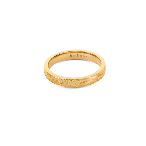 Hey Harper Gold Ring for Women - Gold Plated Stacking Waterproof & Sweatproof Jewerly Ring - Everday Non Tarnish Cute Fashion Circle Rings - style: Daphne Essential Ring