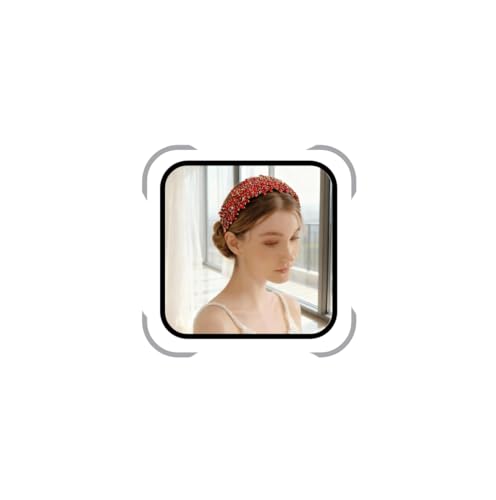 Bridal Crystal Headband for Wedding Party Silver Large Crystal Headpiece Hair Accessories for Bride Hair Clips for Prom Party Gift (Rose red) - color: Rose red