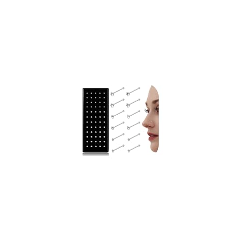 THUNARAZ Straight L Shaped Stainless Steel Nose Studs Rings Piercing Pin Body Jewelry 20G-22G 1.5mm 2mm 2.5mm - color: A:60Pcs White CZ(22G Straight)