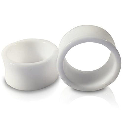 1 PAIR (2pcs) ACRYLIC TUNNELS Double Flare Gauges Solid Saddle Thin Ear Flesh Plugs 1037 - color: White, size: 1-1/8" (28MM)