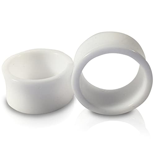 1 PAIR (2pcs) ACRYLIC TUNNELS Double Flare Gauges Solid Saddle Thin Ear Flesh Plugs 1037 - color: White, size: 1-1/4" (32MM)