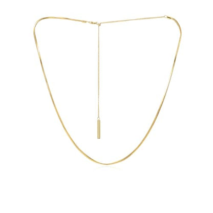 ARSIS 18K Gold Plated Herringbone Necklace Snake Chain Choker Dainty Layered Hypoallergenic Jewelry Gift for Women - color: Gold+Slider Chain