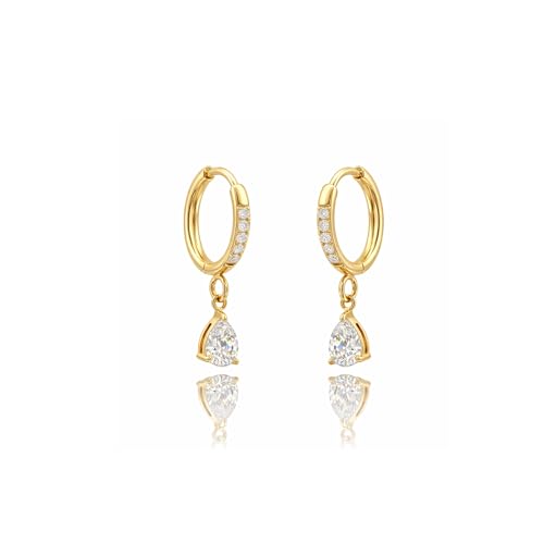 Mchic Dangle Earrings for Women: 18K Gold Plated CZ Drop Earrings Dainty Trendy Hypoallergenic Teardrop Bridal Wedding Style, Sparkly Elegant Dangling Jewelry Gift for Women Bridesmaid Prom Formal - color: Style 7-Gold