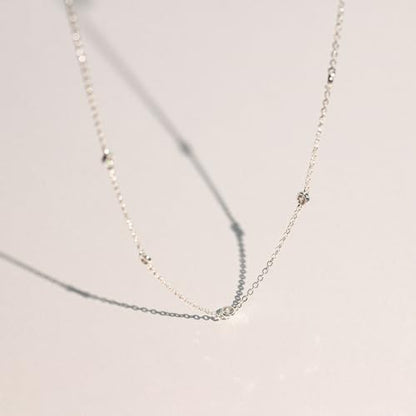 VRIUA Necklaces for Women - 14K Gold/Silver Plated Dainty Chain Necklace with Five Charms: Diamond, Bow, Snowflake, Cross, Flower, Clover, Butterfly, Heart, Star of David, and Star Trendy Jewelry - color: Silver, style: Station