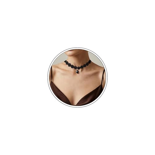 Black Necklaces for Women,Adjustable Layered Collar,Goth Jewelry - color: Flower