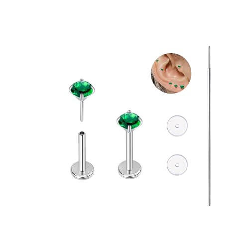 BelezaDosas G23 Titanium Labret Studs 16G Threadless Push-in Press Fit Lip Cluster Tragus Helix Lobe Conch Rook Medusa Cartilage Monroe Earring Push Back Piercing Jewelry - color: 18g6mm2.0 po gr