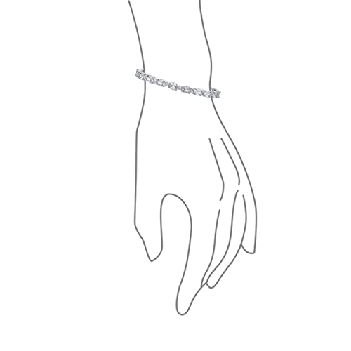 Classic Alternating Oval CZ Cubic Zirconia Tennis Bracelet Silver Plated - color: Clear