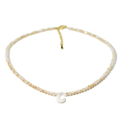 Tanyoyo Initial Necklaces for Women - Trendy Beaded Choker Necklace for Women, Handmade Letter Choker Necklace Jewelry for Women - style: C#