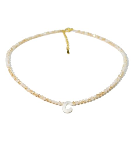 Tanyoyo Initial Necklaces for Women - Trendy Beaded Choker Necklace for Women, Handmade Letter Choker Necklace Jewelry for Women - style: C#