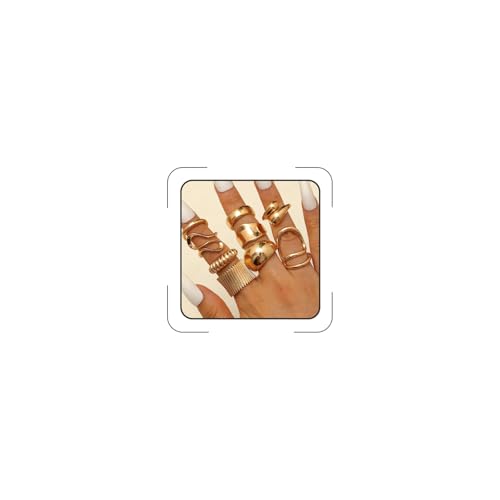 Chunky Gold Rings for Women Rhinestone Stackable Knuckle Ring Set Open Adjustable Statement Ring Set Dainty Crown Cross Midi Rings Fashion Jewelry Gift for Women - color: Gold7