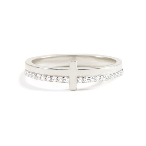 Cross Ring for Women, Pray On It Golden Cross Rings With Engrave Pray, Stackable Zirconia Christian Religious Jewelry Gift for Her