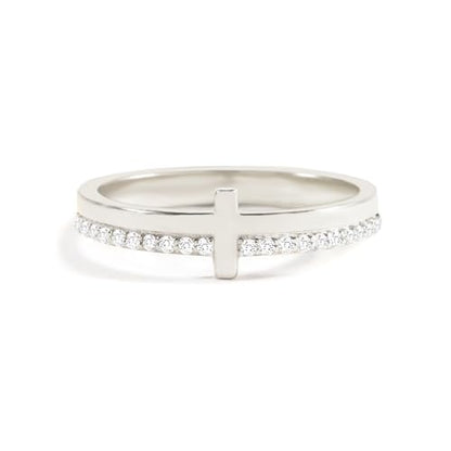 Cross Ring for Women, Pray On It Golden Cross Rings With Engrave Pray, Stackable Zirconia Christian Religious Jewelry Gift for Her