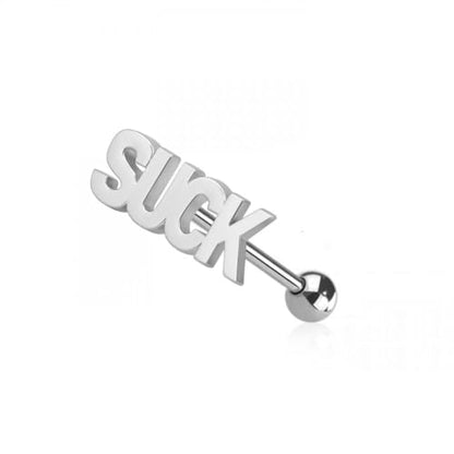 Pierced Owl 14GA 316L Stainless Steel Naughty Words Tongue Barbell - style: Suck