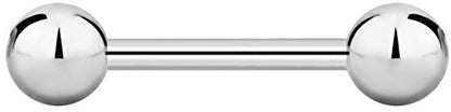 Forbidden Body Jewelry nipple barbell, nipple bars, silver nipplerings piercing Surgical Steel 8g - 18g Straight Barbell Body Jewelry (Sold Individually) - style: 14G 12mm (1/2") 5mm Balls