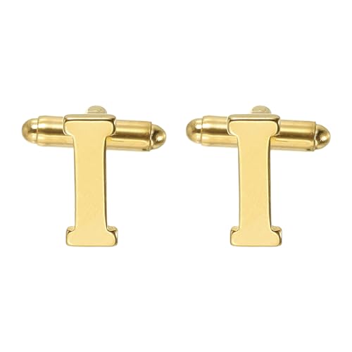 PATIKIL Initial Cufflinks, Classic Alphabet Stainless Steel Men Cuff Links 26 Letters A-Z with Box for Men Father Husband Weddings Gift Business Birthday - style: Letter I