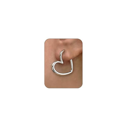 Gold Heart Hoop Earrings for Women Trendy Silver Post Earring Jewelry Gifts | Hypoallergenic Heart Earrings - color: Silver Heart