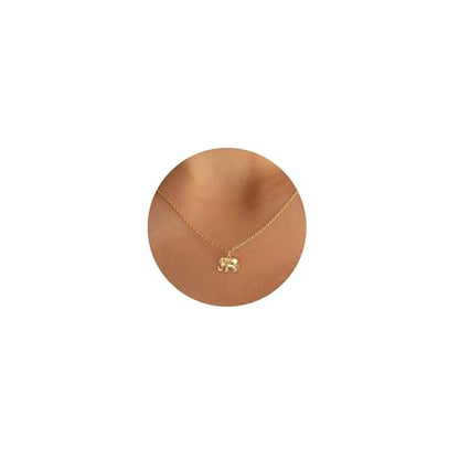HANLI 14K Gold Plated Necklaces for Women - Dainty Butterfly, Star of David, Moon and Star, Sun, Lotus, Infinity, Hummingbird, Bee,Boots,Chill,Sunflower Pendant Designs - Elegant Jewelry for Women - color: Elephant-necklace