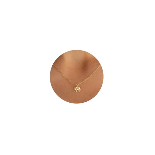 HANLI 14K Gold Plated Necklaces for Women - Dainty Butterfly, Star of David, Moon and Star, Sun, Lotus, Infinity, Hummingbird, Bee,Boots,Chill,Sunflower Pendant Designs - Elegant Jewelry for Women - color: Elephant-necklace