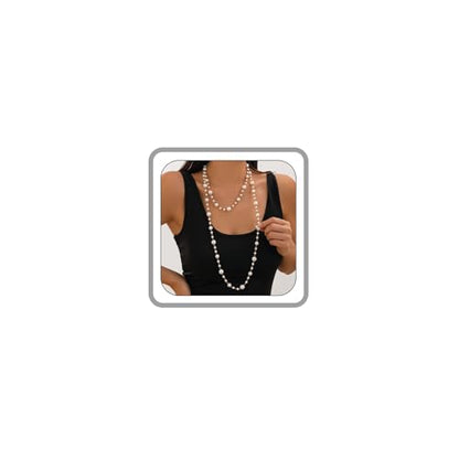 Long Necklaces for Women Pearl Necklaces for Women Long Chain Necklace Dainty Layered Pearl Necklace Statement Sweater Strand Chain Jewelry - color: Gold pearl