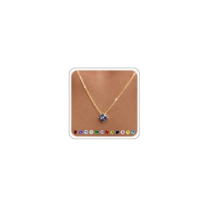 Calimt Dainty Clover Birthstone Gold Necklace for Women CZ 14K Gold Plated | Non Tarnish,Diamond Pendant Necklace,Trendy adjustable necklace,stack CZ Necklace, Bridesmaid Birthday prom Christmas Gift - color: Navy Blue