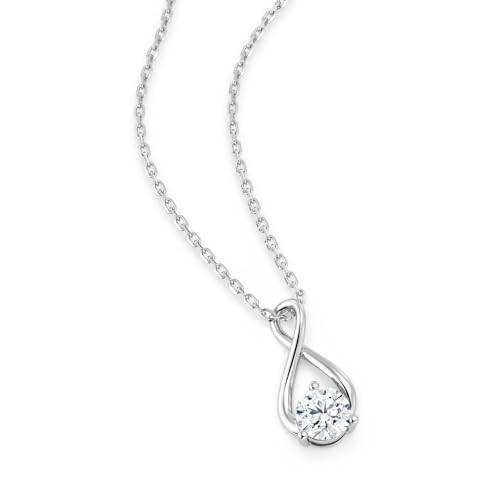 MSBLUE Infinity 1CT Moissanite Pendant Necklace, Gift for Her | Sterling Silver Infinity Design with 18+2 Inch Chain and GRA Certificate - color: Silver