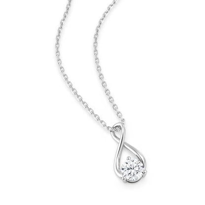MSBLUE Infinity 1CT Moissanite Pendant Necklace, Gift for Her | Sterling Silver Infinity Design with 18+2 Inch Chain and GRA Certificate - color: Silver