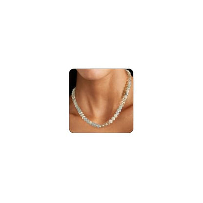 Gemstone Beaded Necklace for Women Colorful Natural Stone Freshwater Pearl Surfer Beach Rainbow Necklace Jewelry Gift - color: White