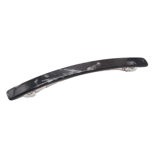 French Amie Long and Thin Black Nycra Large 4 Inch Hair Clip Barrette | Handmade For Women Girls Teens Adults Everyday Style - color: Black Nycra