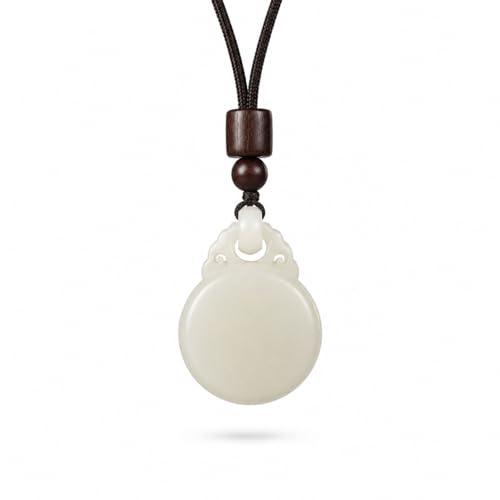 Natural Jade Pendant Necklace, Handmade Stone Jewelry for Women Men | Natural jade stone pendant with smooth polished finish, handmade design, adjustable cord necklace, unisex gift jewelry. - color: Natural Hetian Jade